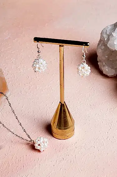 Sertifikalı İnci Doğal Taş Kolye Küpe Set