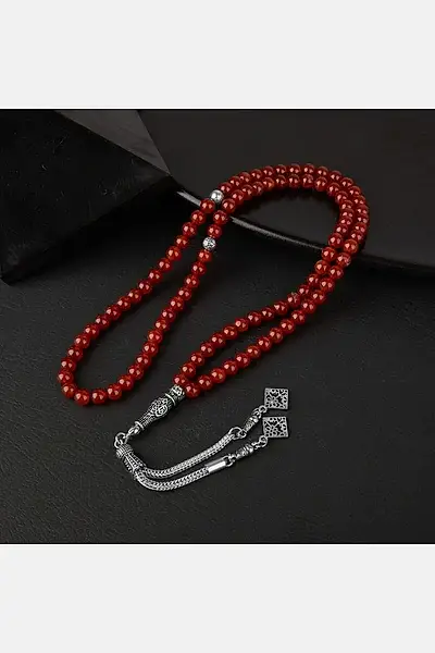 Kırmızı Akik Doğal Taş Tesbih 99luk - 6mm