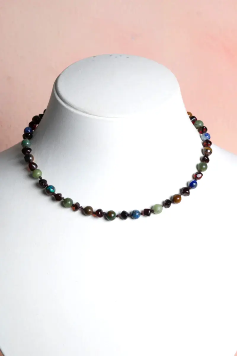 Sertifikalı Doğal Taş Bebek Kolye-yeşim,lapis,kehribar,kaplan Gözü,krizokol M106