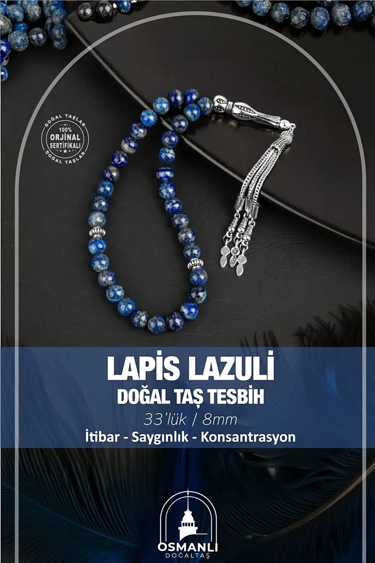 Lapis Lazuli Doğal Taş Tesbih 33lük - 8mm