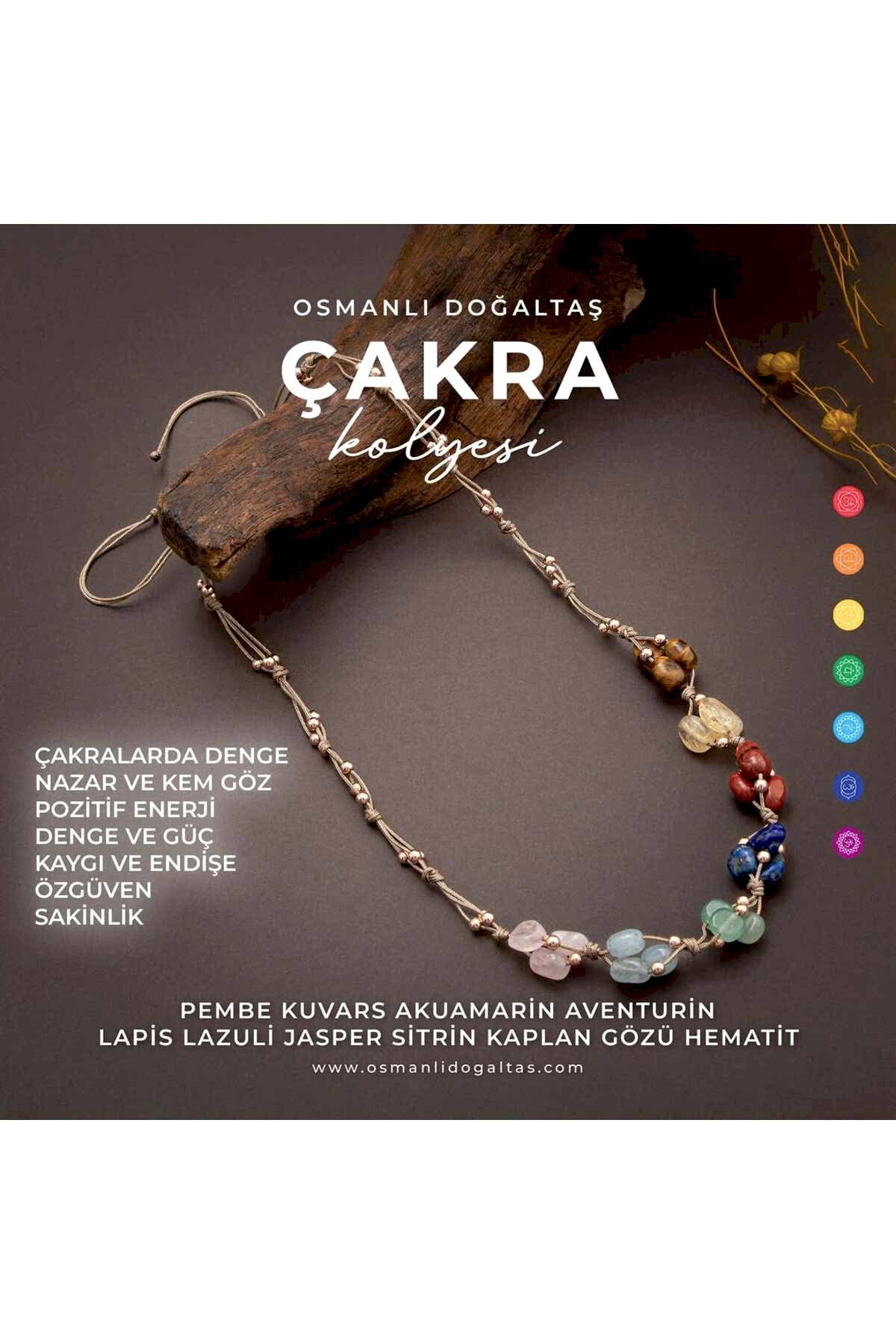 Sertifikalı Çakra Doğal Taş Makrome Kolye (SK:343)