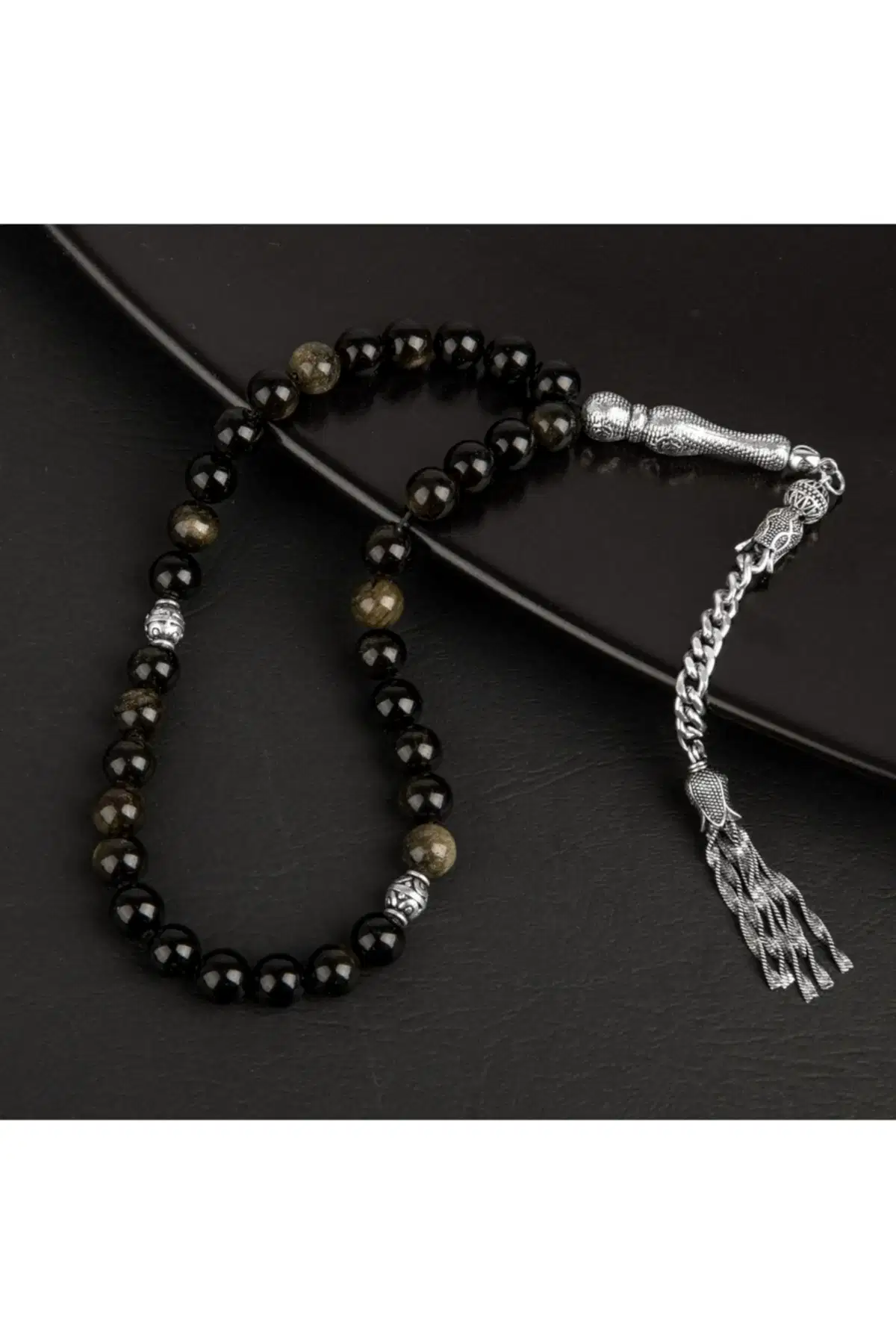 Golden Obsidyen Doğal Taş Tesbih 33lük - 8mm