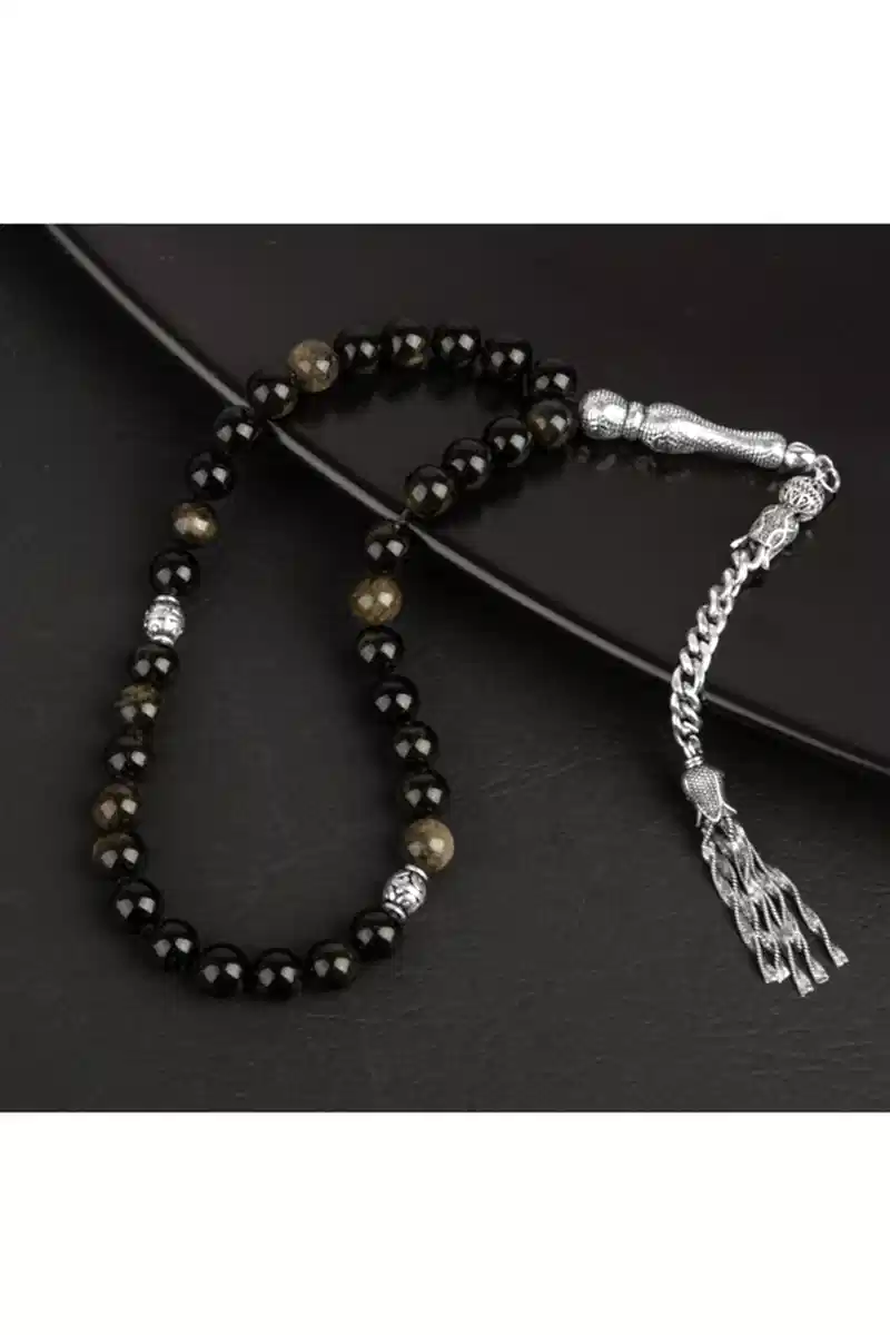 Golden Obsidyen Doğal Taş Tesbih 33lük - 8mm