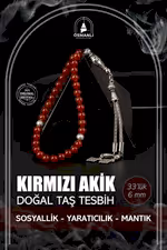Kırmızı Akik Doğal Taş Tesbih 33lük - 6mm