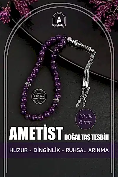 Ametist Doğal Taş Tesbih 33lük - 8mm
