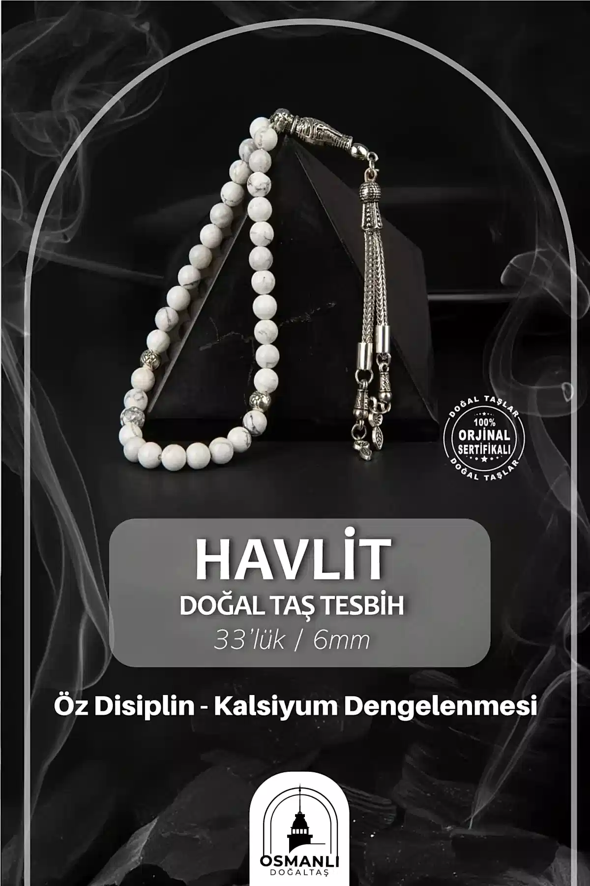 Havlit Doğal Taş Tesbih 33lük - 6mm