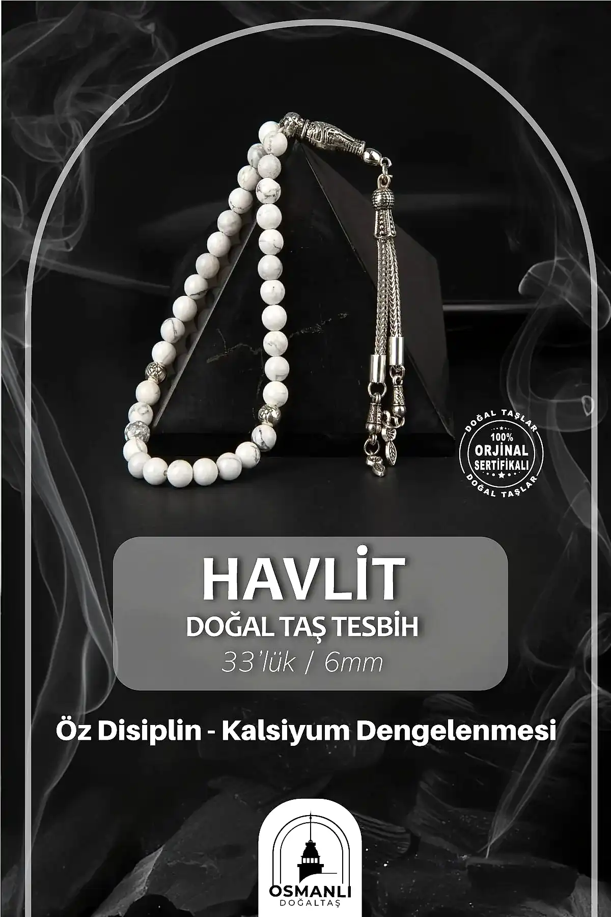 Havlit Doğal Taş Tesbih 33lük - 6mm