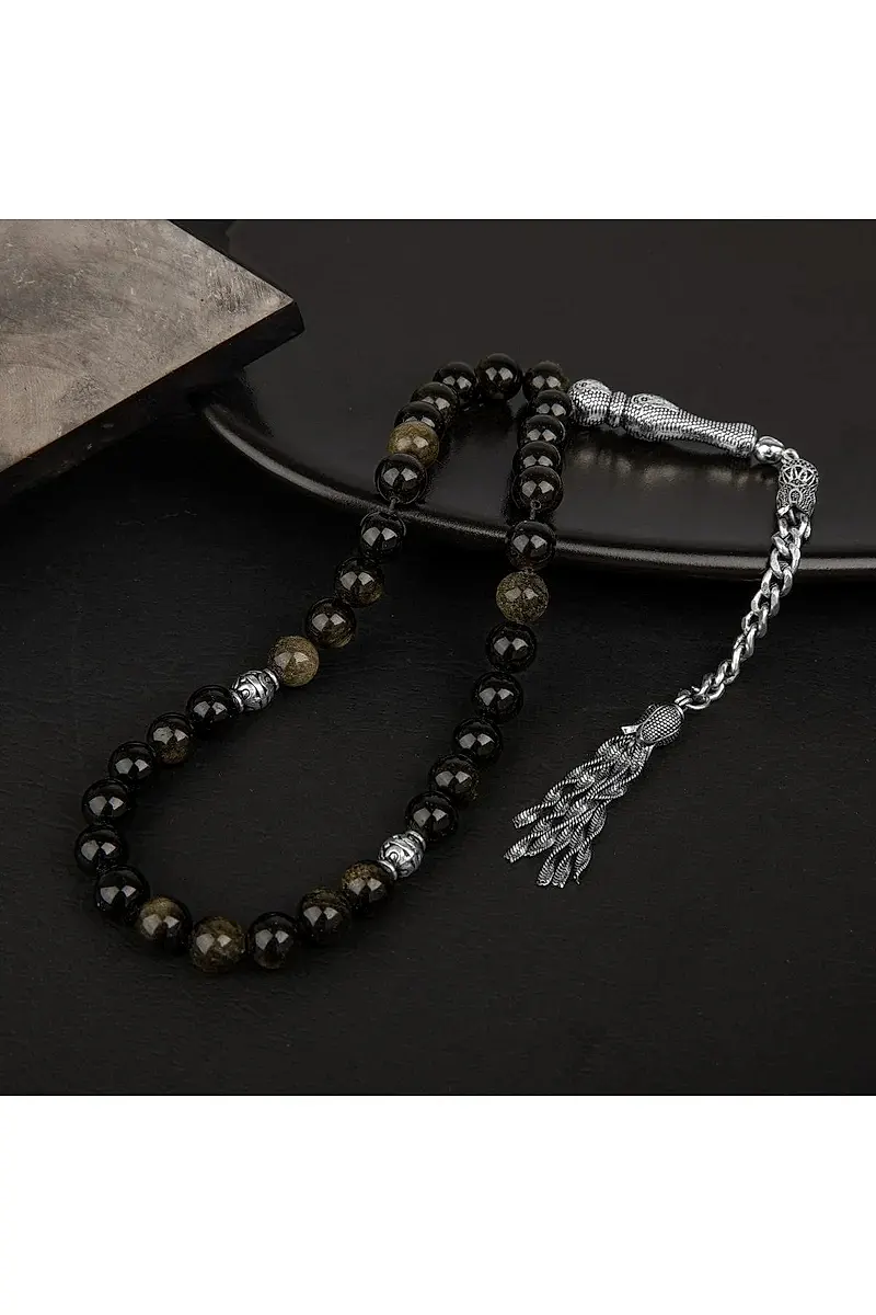 Golden Obsidyen Doğal Taş Tesbih 33lük - 8mm