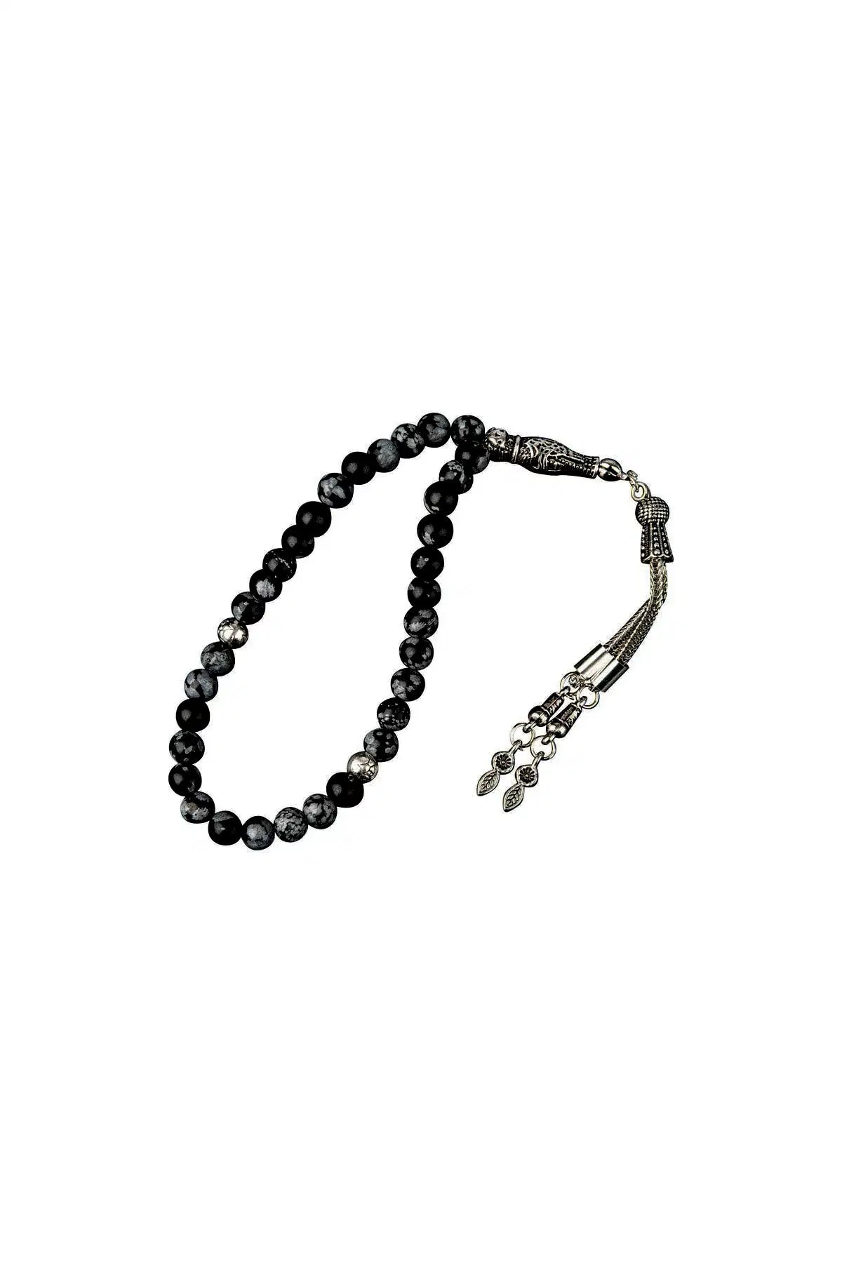 Karlı Obsidyen Doğal Taş Tesbih 33lük - 6mm