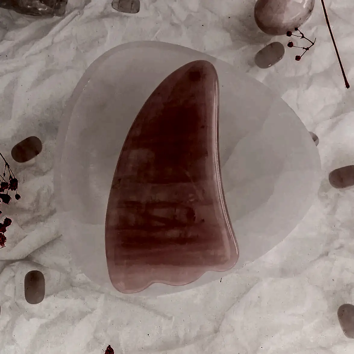 Pembe Kuvars Taşı Gua Sha Yüz Masaj Taşı Kaz Ayaklı
