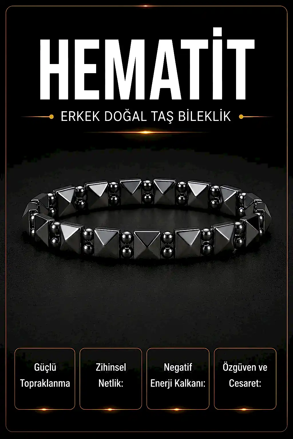 Hematit Erkek Bileklik Yeni Seri No:3