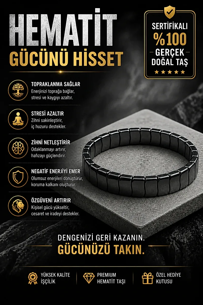 Hematit Erkek Bileklik Yeni Seri No:1